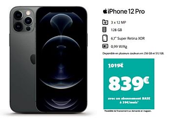 Promoties Apple iphone 12 pro - Apple - Geldig van 16/05/2022 tot 20/06/2022 bij Base