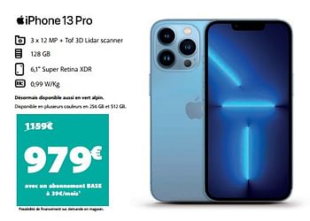 Promotions Apple iphone 13 pro - Apple - Valide de 16/05/2022 à 20/06/2022 chez Base