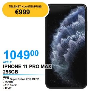 Promoties Apple iphone 11 pro max 256gb - Apple - Geldig van 18/05/2022 tot 31/05/2022 bij Auva
