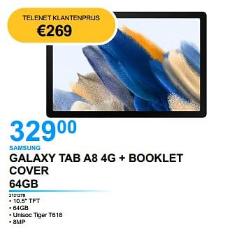 Promoties Samsung galaxy tab a8 4g + booklet cover 64gb - Samsung - Geldig van 18/05/2022 tot 31/05/2022 bij Auva