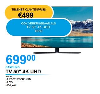 Promoties Samsung tv 50`` 4k uhd ue50tu8500sxxn - Samsung - Geldig van 18/05/2022 tot 31/05/2022 bij Auva