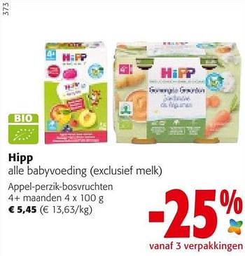 Promoties Hipp babyvoeding appel-perzik-bosvruchten 4+ maanden - Hipp - Geldig van 18/05/2022 tot 31/05/2022 bij Colruyt