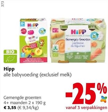 Promoties Hipp babyvoeding gemengde groenten 4+ maanden - Hipp - Geldig van 18/05/2022 tot 31/05/2022 bij Colruyt
