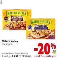 Nature valley repen protein rood fruit + pinda`s-Nature Valley 