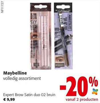 Promotions Maybelline expert brow satin duo 02 bruin - Maybelline - Valide de 18/05/2022 à 31/05/2022 chez Colruyt