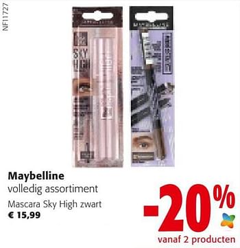 Promotions Maybelline mascara sky high zwart - Maybelline - Valide de 18/05/2022 à 31/05/2022 chez Colruyt