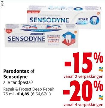 Promotions Sensodyne repair + protect deep repair - Sensodyne - Valide de 18/05/2022 à 31/05/2022 chez Colruyt