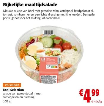 Promoties Boni selection salade van gerookte zalm met aardappelen en dressing - Boni - Geldig van 18/05/2022 tot 31/05/2022 bij Colruyt