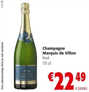 Promoties Champagne marquis de villon brut - Marquis De Villon - Geldig van 18/05/2022 tot 31/05/2022 bij Colruyt