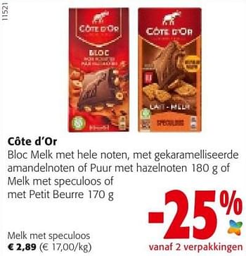 Promoties Côte d`or melk met speculoos - Cote D'Or - Geldig van 18/05/2022 tot 31/05/2022 bij Colruyt