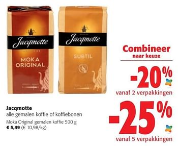 Promotions Jacqmotte moka original gemalen koffie - JACQMOTTE - Valide de 18/05/2022 à 31/05/2022 chez Colruyt