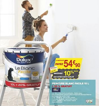 Promotions Peinture blanc facile - Dulux - Valide de 18/05/2022 à 28/05/2022 chez Brico Marché