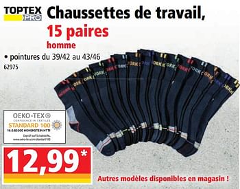 Promotions Chaussettes de travail 15 paires homme - TopTex - Valide de 25/05/2022 à 31/05/2022 chez Norma