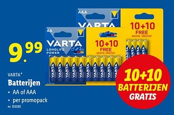Promoties Batterijen - Varta - Geldig van 30/05/2022 tot 04/06/2022 bij Lidl
