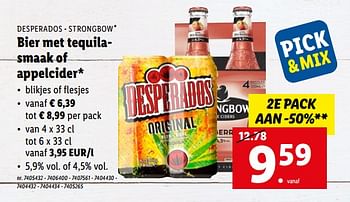 Promoties Bier met tequilasmaak of appelcider - Desperados - Geldig van 30/05/2022 tot 04/06/2022 bij Lidl