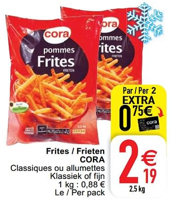Promoties Frites - frieten cora - Huismerk - Cora - Geldig van 24/05/2022 tot 30/05/2022 bij Cora