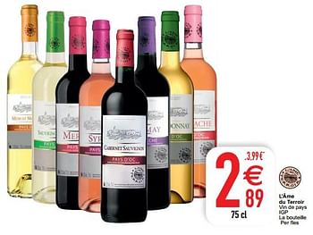 Promoties L’âme du terroir vin de pays igp - Rode wijnen - Geldig van 24/05/2022 tot 30/05/2022 bij Cora