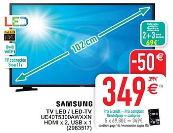 Promoties Samsung tv led - led-tv ue40t5300awxxn - Samsung - Geldig van 24/05/2022 tot 04/06/2022 bij Cora