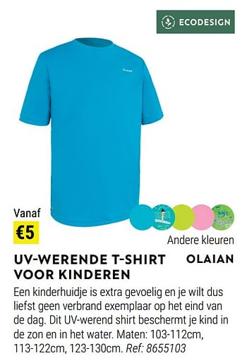 Promoties Uv-werende t-shirt voor kinderen - Olaian - Geldig van 01/06/2022 tot 30/06/2022 bij Decathlon
