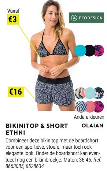 Promoties Bikinitop + short ethni - Olaian - Geldig van 01/06/2022 tot 30/06/2022 bij Decathlon