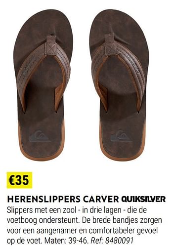 Promoties Herenslippers carver - Quiksilver - Geldig van 01/06/2022 tot 30/06/2022 bij Decathlon
