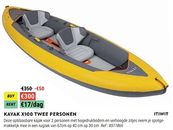 Promoties Kayak x100 twee personen - ITIWIT - Geldig van 01/06/2022 tot 30/06/2022 bij Decathlon