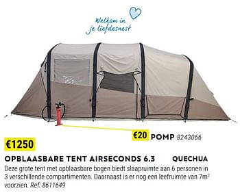 Promoties Opblaasbare tent airseconds 6.3 - Quechua - Geldig van 01/06/2022 tot 30/06/2022 bij Decathlon
