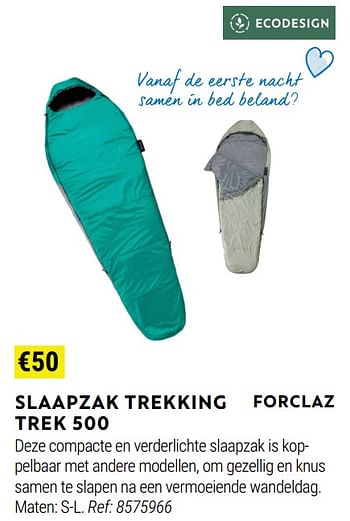 Promoties Slaapzak trekking trek 500 - Forclaz - Geldig van 01/06/2022 tot 30/06/2022 bij Decathlon