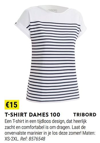 Promotions T-shirt dames 100 - Tribord - Valide de 01/06/2022 à 30/06/2022 chez Decathlon