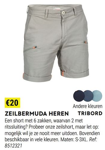 Promoties Zeilbermuda heren - Tribord - Geldig van 01/06/2022 tot 30/06/2022 bij Decathlon