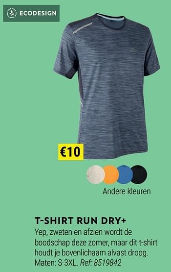 Promoties T-shirt run dry+ - Kalenji - Geldig van 01/06/2022 tot 30/06/2022 bij Decathlon