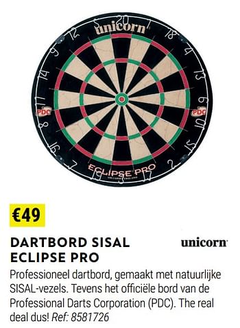 Promoties Dartbord sisal eclipse pro - Unicorn - Geldig van 01/06/2022 tot 30/06/2022 bij Decathlon