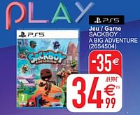 Jeu - game sackboy : a big adventure-Sony Computer Entertainment Europe
