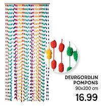 Deurgordijn pompons-Huismerk - Xenos