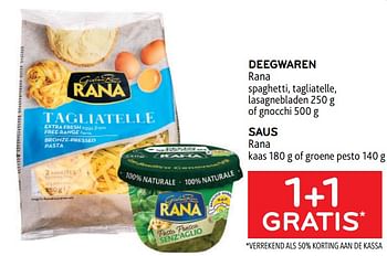 Promoties Deegwaren rana + saus rana 1+1 gratis - Rana - Geldig van 01/06/2022 tot 14/06/2022 bij Alvo