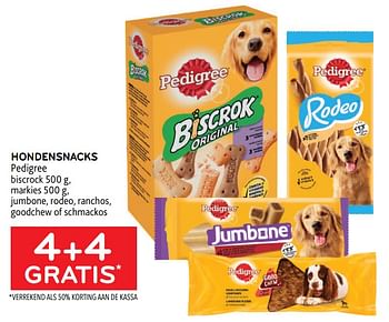 Promoties Hondensnacks pedigree 4+4 gratis - Pedigree - Geldig van 01/06/2022 tot 14/06/2022 bij Alvo