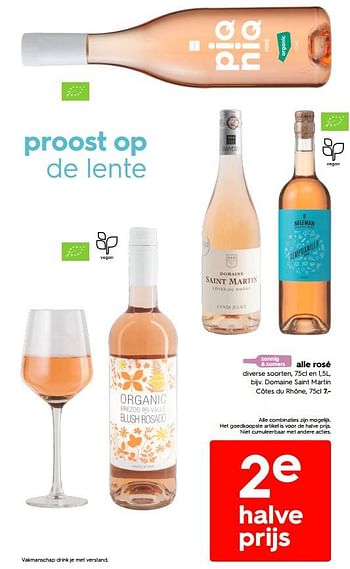 Promoties Domaine saint martin côtes du rhône - Rosé wijnen - Geldig van 23/05/2022 tot 05/06/2022 bij Hema