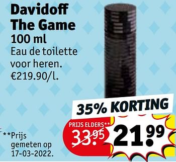 Promotions Davidoff the game edt - Davidoff - Valide de 24/05/2022 à 05/06/2022 chez Kruidvat