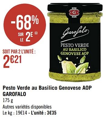 Promotions Pesto verde au basilico genovese aop garofalo - Garofalo - Valide de 23/05/2022 à 05/06/2022 chez Super Casino