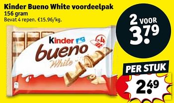 Promoties Kinder bueno white voordeelpak - Kinder - Geldig van 24/05/2022 tot 05/06/2022 bij Kruidvat