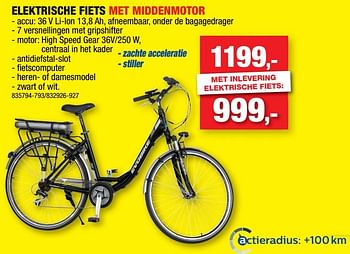 Promoties Elektrische fiets met middenmotor - Evobike - Geldig van 25/05/2022 tot 05/06/2022 bij Hubo