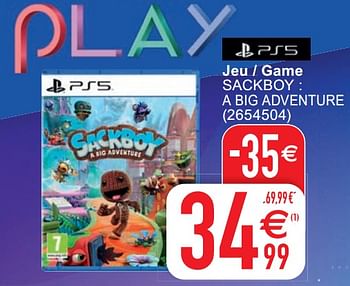 Promotions Jeu - game sackboy : a big adventure - Sony Computer Entertainment Europe - Valide de 24/05/2022 à 04/06/2022 chez Cora