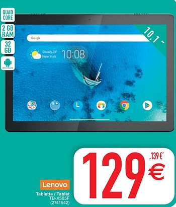 Promotions Lenovo tablette - tablet tb-x505f - Lenovo - Valide de 24/05/2022 à 04/06/2022 chez Cora