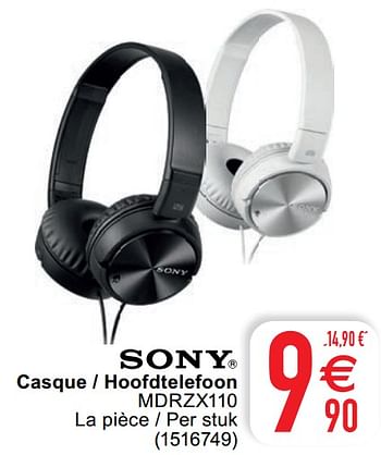 Promotions Sony casque - hoofdtelefoon mdrzx110 - Sony - Valide de 24/05/2022 à 04/06/2022 chez Cora