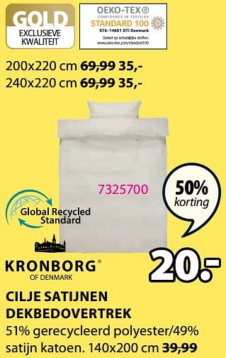 Promoties Cilje satijnen dekbedovertrek - Kronborg - Geldig van 23/05/2022 tot 06/06/2022 bij Jysk