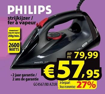 Promotions Philips strijkijzer - fer à vapeur gc4567-80 azur - Philips - Valide de 25/05/2022 à 01/06/2022 chez ElectroStock