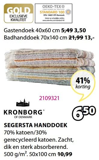 Promoties Segersta handdoek - Kronborg - Geldig van 23/05/2022 tot 06/06/2022 bij Jysk
