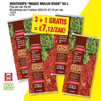 Promoties Houtchips magic mulch rood - Agrofino - Geldig van 25/05/2022 tot 05/06/2022 bij Hubo