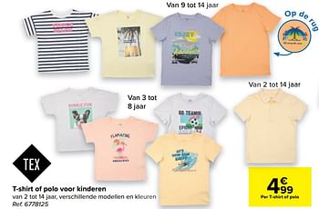 Promoties T-shirt of polo voor kinderen - Tex - Geldig van 25/05/2022 tot 06/06/2022 bij Carrefour