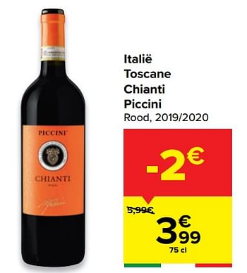 Promoties Italië toscane chianti piccini rood - Rode wijnen - Geldig van 25/05/2022 tot 06/06/2022 bij Carrefour